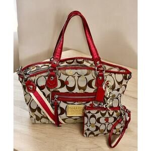 Coach 16295 Poppy Signature Lurex Rocker Secret Admirer Carryall & Wristlet